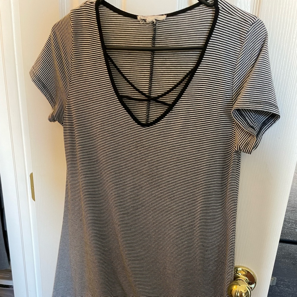 Black and White Stripes T-Shirt Dress